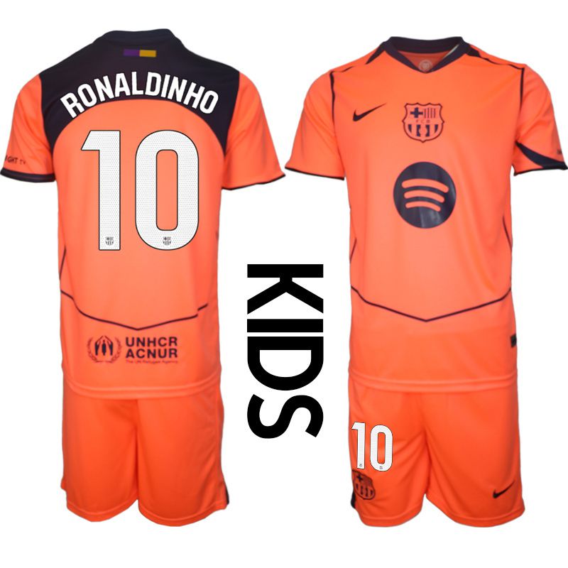 Youth 2025-2026 Club Barcelona away orange #10 Soccer Jersey3->customized soccer jersey->Custom Jersey